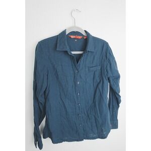Eastern Mountain Sports Shirt M Blue Cotton Button Up Long Sleeve Outdoor Casual